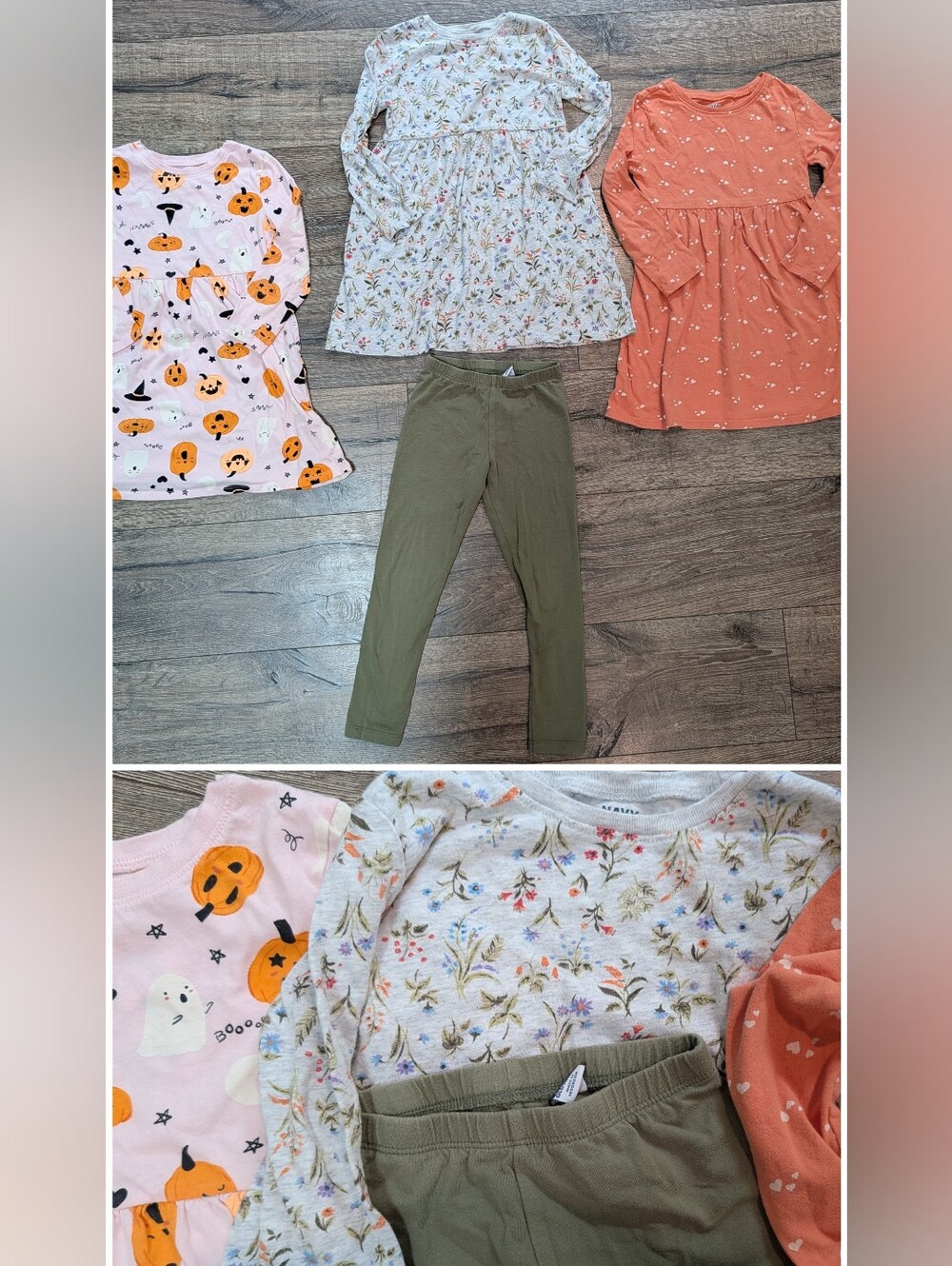 Old Navy 5T Girls Long Sleeve Skater Dress Fall Bundle Pink Pumpkin Halloween Fl